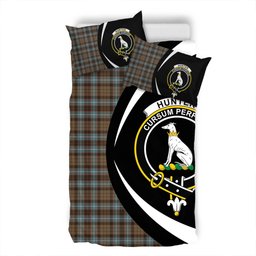 ScotsTee Shop Scottish Hunter of Peebleshire Weathered Clan Badge Tartan Bedding Set Circle Style