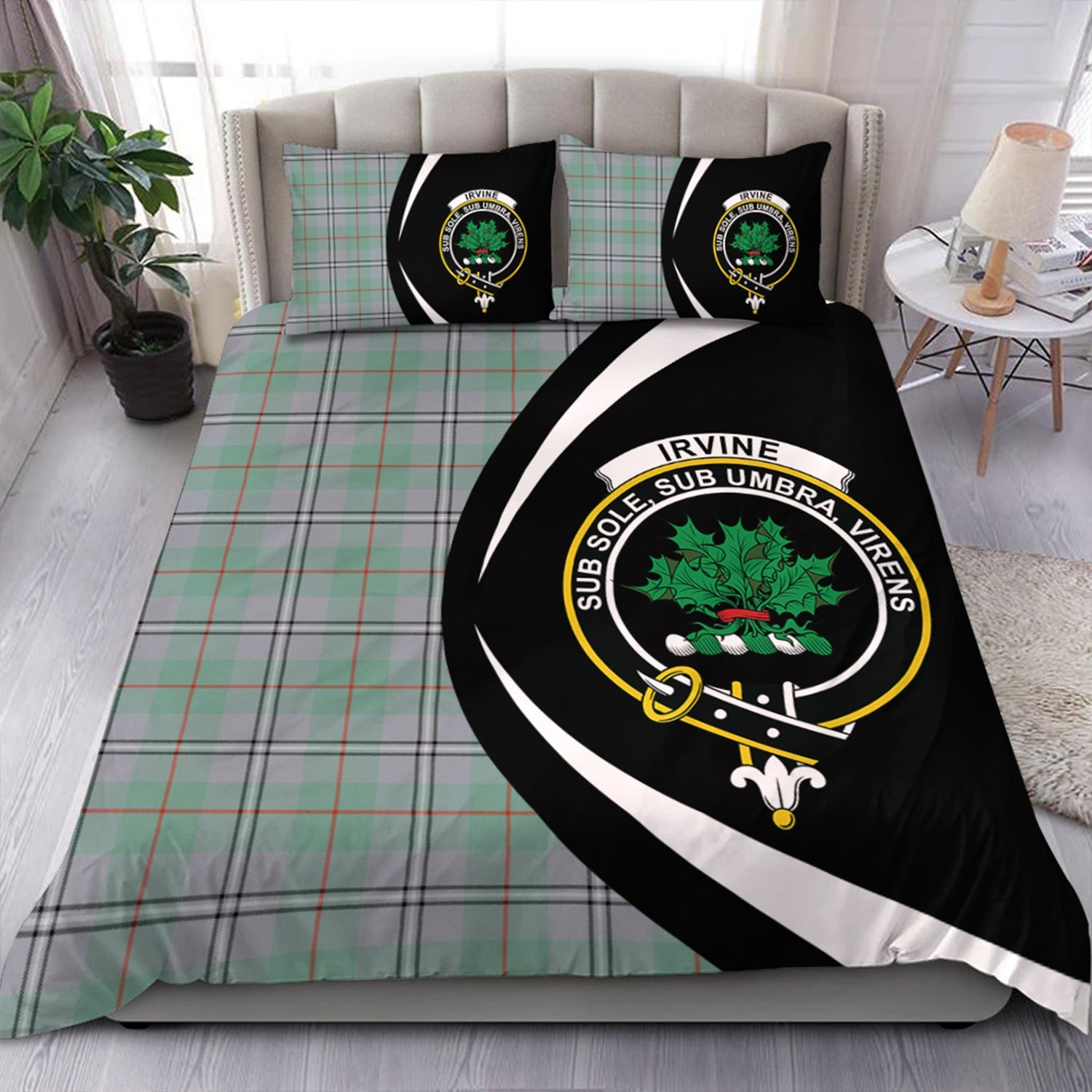 ScotsTee Shop Scottish Irvine of Glentulchan Ancient Clan Badge Tartan Bedding Set Circle Style