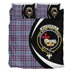 ScotsTee Shop Scottish MacDonald Lord of the Isles Hunting Blue (Donald Lord of the Isles Hunting Blue) Weathered Clan Badge Tartan Bedding Set Circle Style