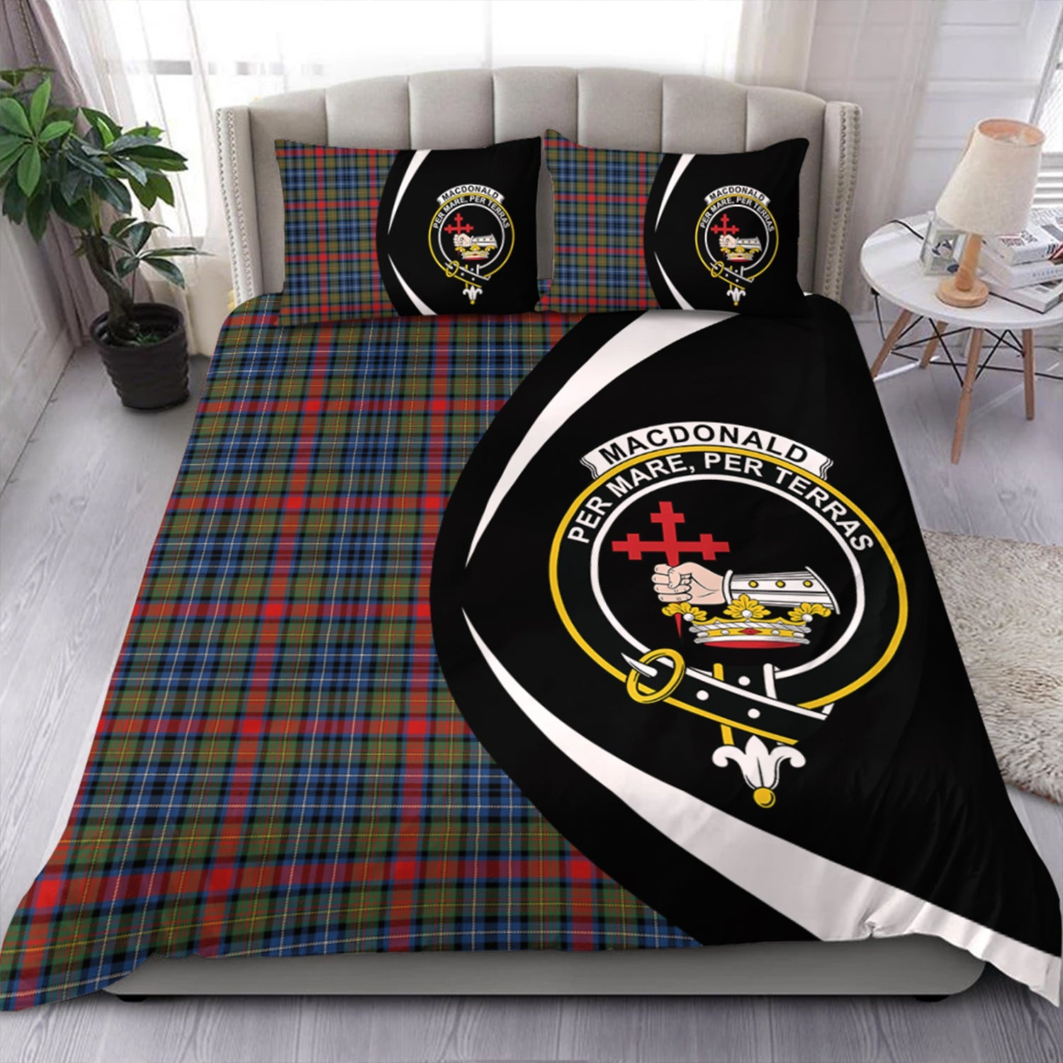 ScotsTee Shop Scottish MacDonald of P.E. Island (Donald of P.E. Island) Modern Clan Badge Tartan Bedding Set Circle Style