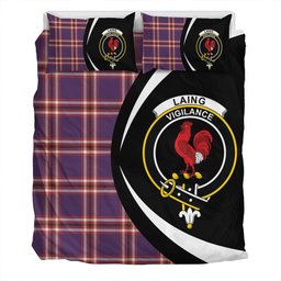 ScotsTee Shop Scottish Laing of Archiestown (Lang of Archiestown) Weathered Clan Badge Tartan Bedding Set Circle Style