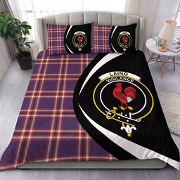 ScotsTee Shop Scottish Laing of Archiestown (Lang of Archiestown) Weathered Clan Badge Tartan Bedding Set Circle Style