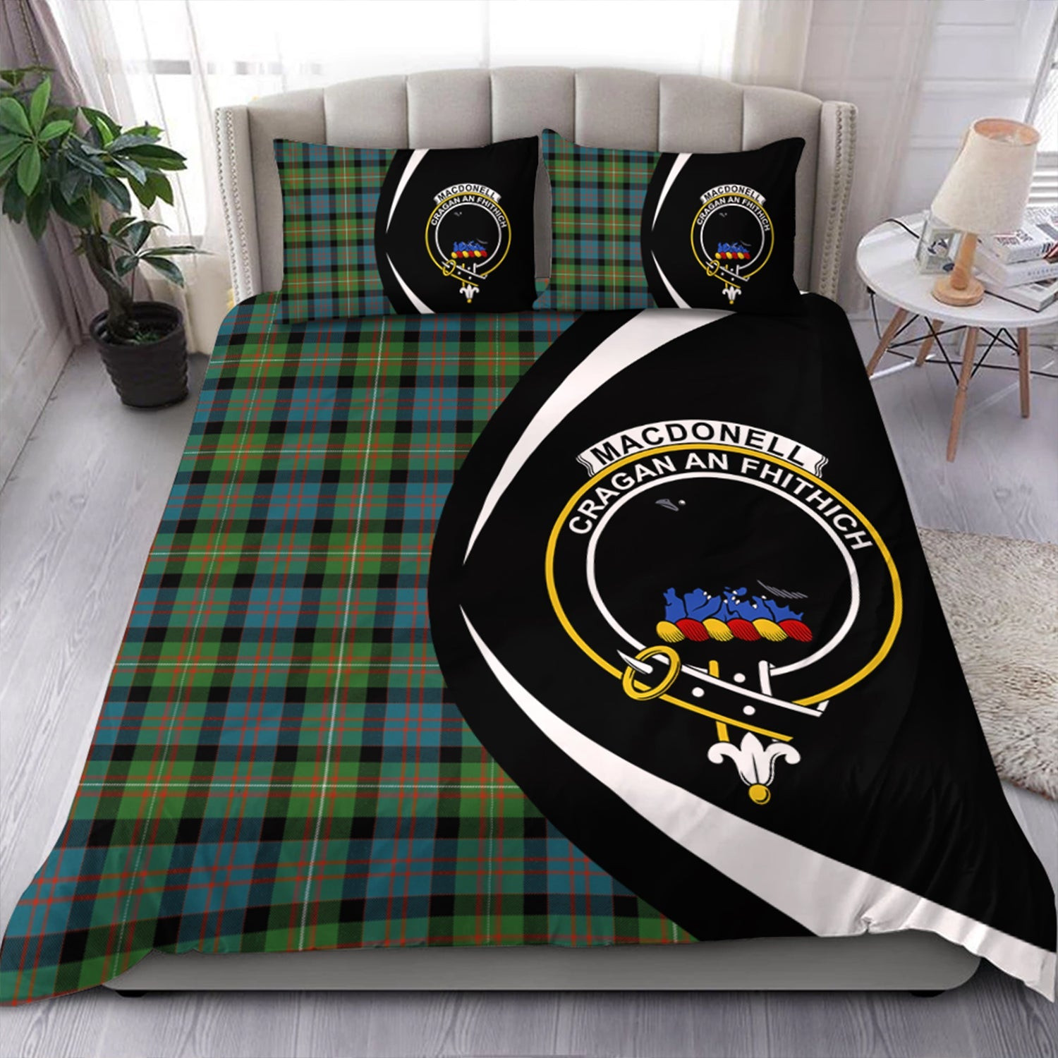 ScotsTee Shop Scottish MacDonell of Glengarry Ancient Clan Badge Tartan Bedding Set Circle Style