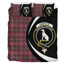 ScotsTee Shop Scottish Hunter of Bute (Michael Maroon) Weathered Clan Badge Tartan Bedding Set Circle Style