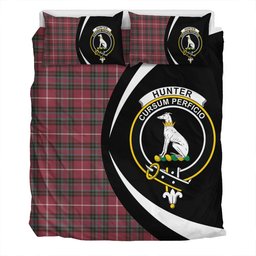 ScotsTee Shop Scottish Hunter of Bute (Hunter Maroon) Weathered Clan Badge Tartan Bedding Set Circle Style