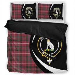 ScotsTee Shop Scottish Hunter of Bute (Hunter Maroon) Weathered Clan Badge Tartan Bedding Set Circle Style