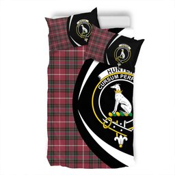 ScotsTee Shop Scottish Hunter of Bute (Hunter Maroon) Weathered Clan Badge Tartan Bedding Set Circle Style