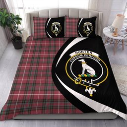 ScotsTee Shop Scottish Hunter of Bute (Hunter Maroon) Weathered Clan Badge Tartan Bedding Set Circle Style