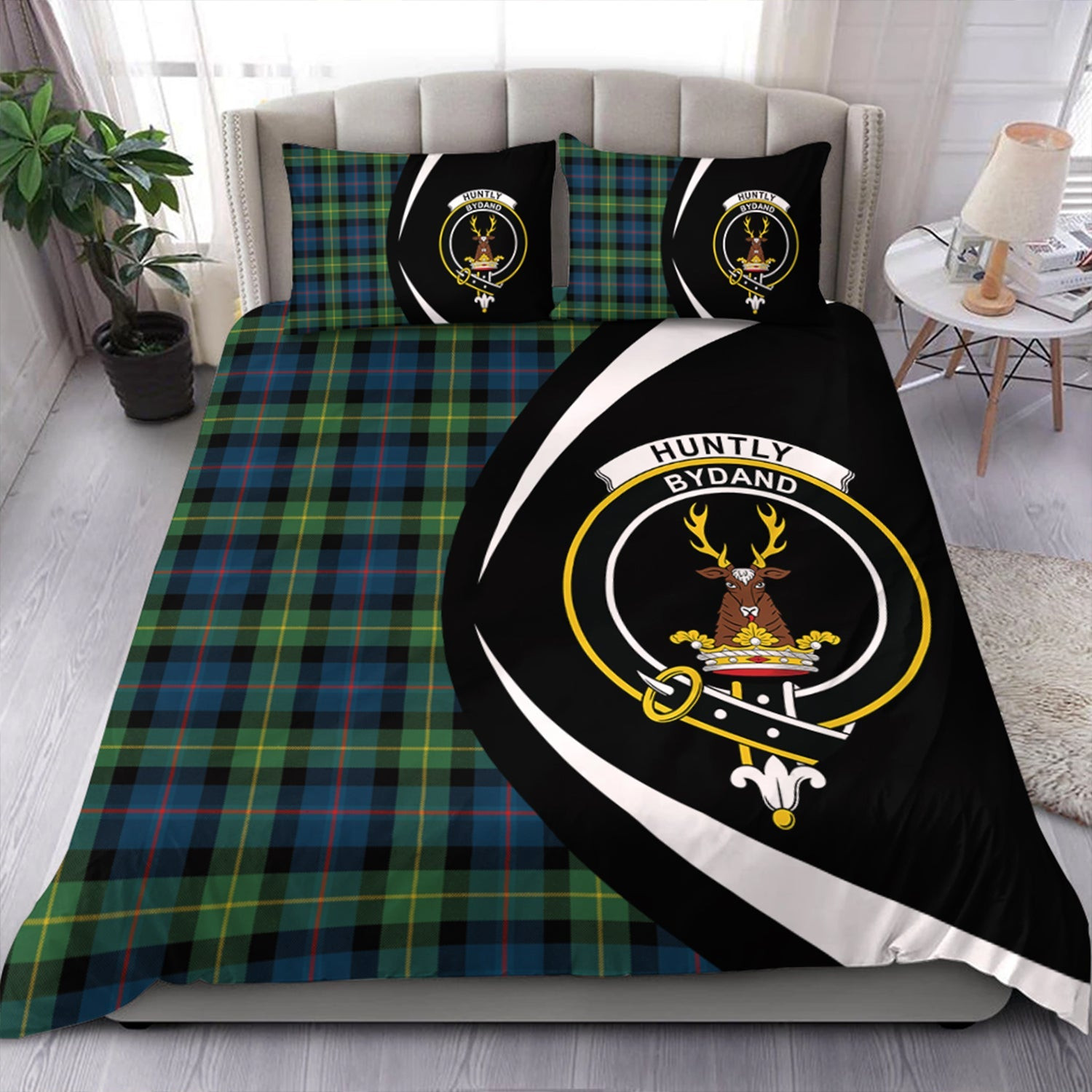 ScotsTee Shop Scottish Huntly Gordon Gathering 2000 Modern Clan Badge Tartan Bedding Set Circle Style
