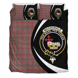ScotsTee Shop Scottish MacDonald of Boisdale (Donald Boisdale) Weathered Clan Badge Tartan Bedding Set Circle Style
