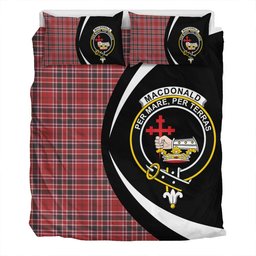 ScotsTee Shop Scottish MacDonald of Lochmaddy (Donald of Loch Mhaddy) Weathered Clan Badge Tartan Bedding Set Circle Style