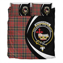 ScotsTee Shop Scottish MacDonald of Kingsburgh (Donald of Kingsburgh) Weathered Clan Badge Tartan Bedding Set Circle Style
