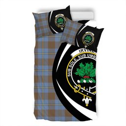 ScotsTee Shop Scottish Irvine of Bonshaw Weathered Clan Badge Tartan Bedding Set Circle Style