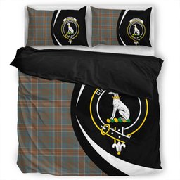 ScotsTee Shop Scottish Hunter of Hunterston (Michael of Hunterston) Weathered Clan Badge Tartan Bedding Set Circle Style