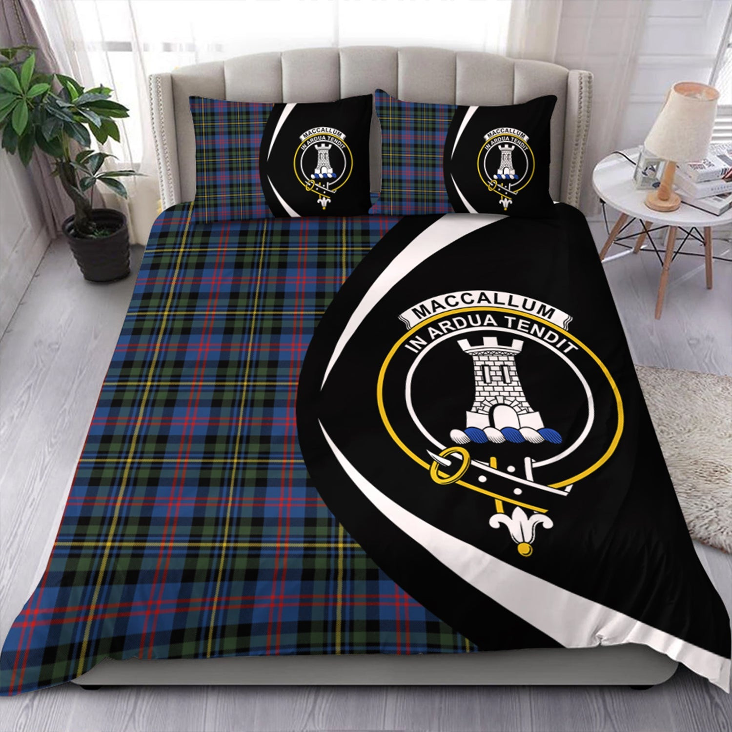ScotsTee Shop Scottish MacCallum of Berwick Modern Clan Badge Tartan Bedding Set Circle Style