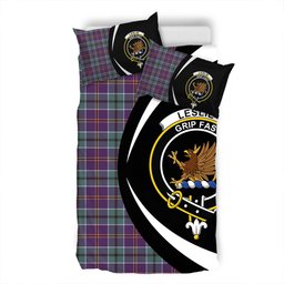 ScotsTee Shop Scottish Leslie of the Hebrides Weathered Clan Badge Tartan Bedding Set Circle Style