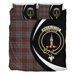 ScotsTee Shop Scottish MacAlister of Glenbarr Hunting (MacAlister of Glenbarr; Hunting) Weathered Clan Badge Tartan Bedding Set Circle Style