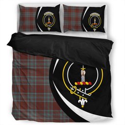 ScotsTee Shop Scottish MacAlister of Glenbarr Hunting (MacAlister of Glenbarr; Hunting) Weathered Clan Badge Tartan Bedding Set Circle Style