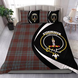 ScotsTee Shop Scottish MacAlister of Glenbarr Hunting (MacAlister of Glenbarr; Hunting) Weathered Clan Badge Tartan Bedding Set Circle Style