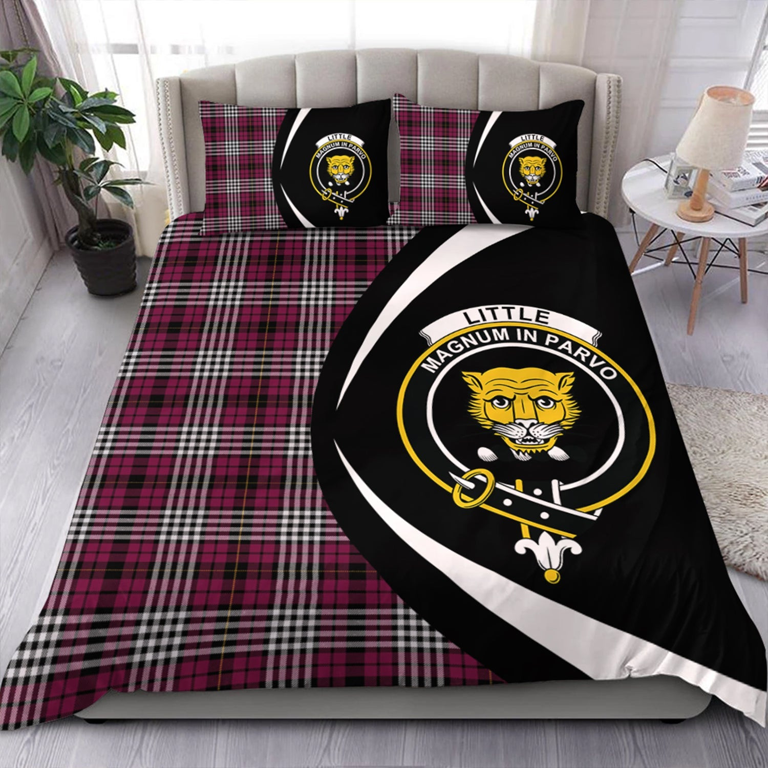 ScotsTee Shop Scottish Little of Morton Rigg Modern Clan Badge Tartan Bedding Set Circle Style
