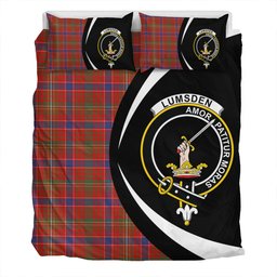 ScotsTee Shop Scottish Lumsden Waistcoat Modern Clan Badge Tartan Bedding Set Circle Style