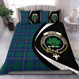 ScotsTee Shop Scottish Irvine of Bonshaw Modern Clan Badge Tartan Bedding Set Circle Style