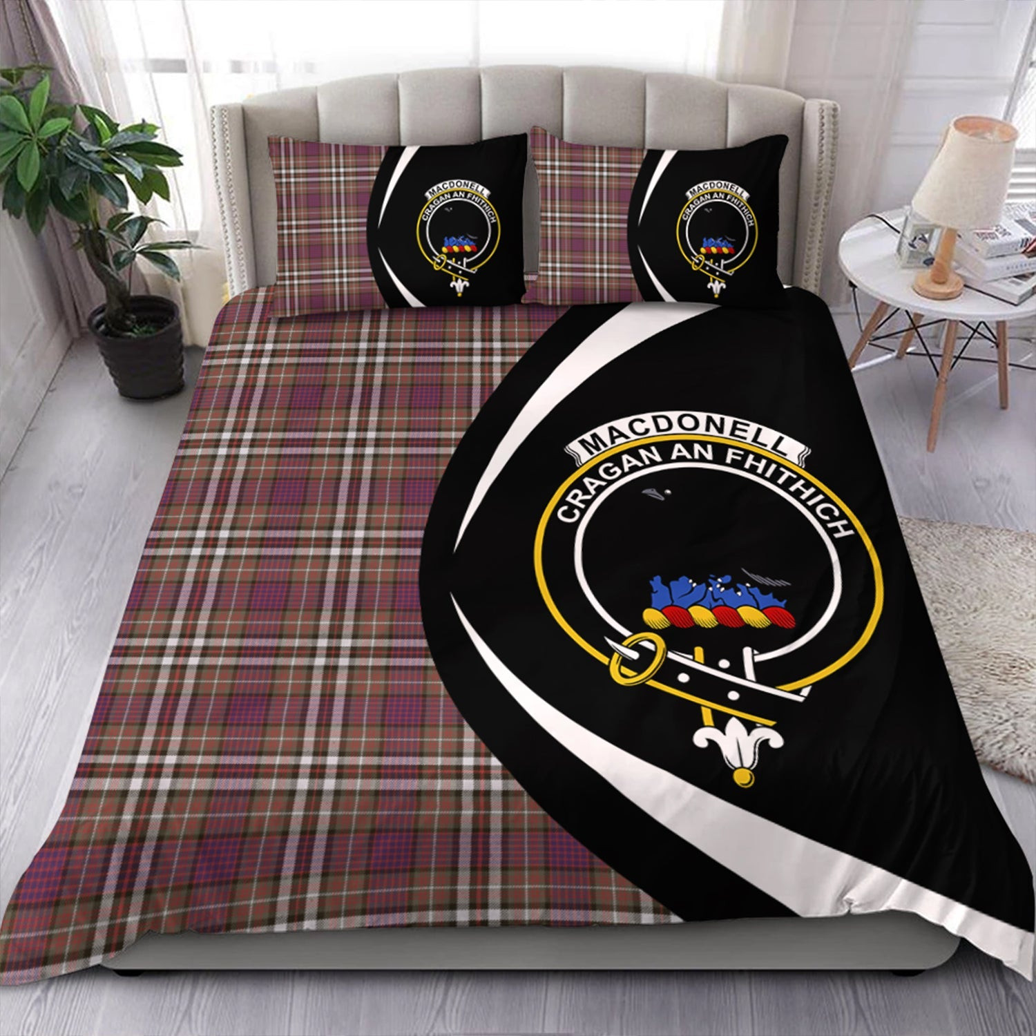 ScotsTee Shop Scottish MacDonell of Glengarry Dress Modern Clan Badge Tartan Bedding Set Circle Style