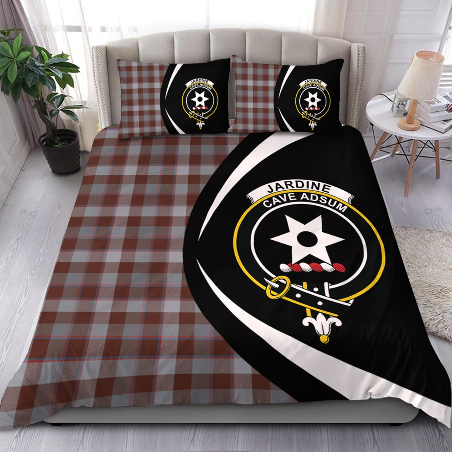 ScotsTee Shop Scottish Jardine of Castlemilk Modern Clan Badge Tartan Bedding Set Circle Style