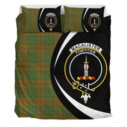 ScotsTee Shop Scottish MacAlister of Glenbarr Hunting (MacAlister of Glenbarr; Hunting) Modern Clan Badge Tartan Bedding Set Circle Style