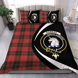 ScotsTee Shop Scottish Ramsay Red (Ramsay of Dalhousie) Weathered Clan Badge Tartan Bedding Set Circle Style