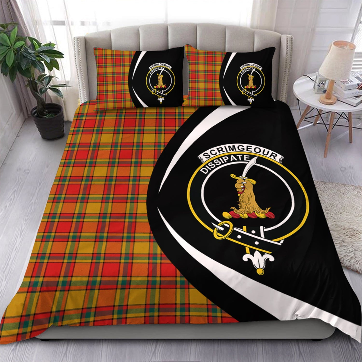 ScotsTee Shop Scottish Scrimgeour of Glassary Modern Clan Badge Tartan Bedding Set Circle Style