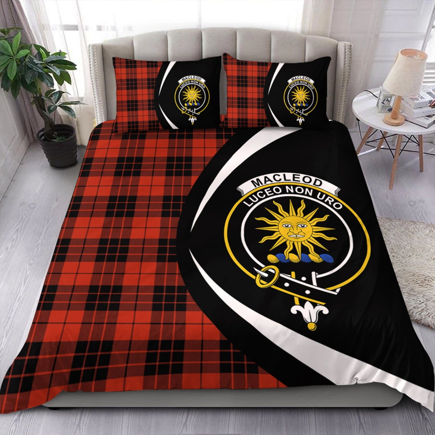 ScotsTee Shop Scottish MacLeod of Raasay Ancient Clan Badge Tartan Bedding Set Circle Style