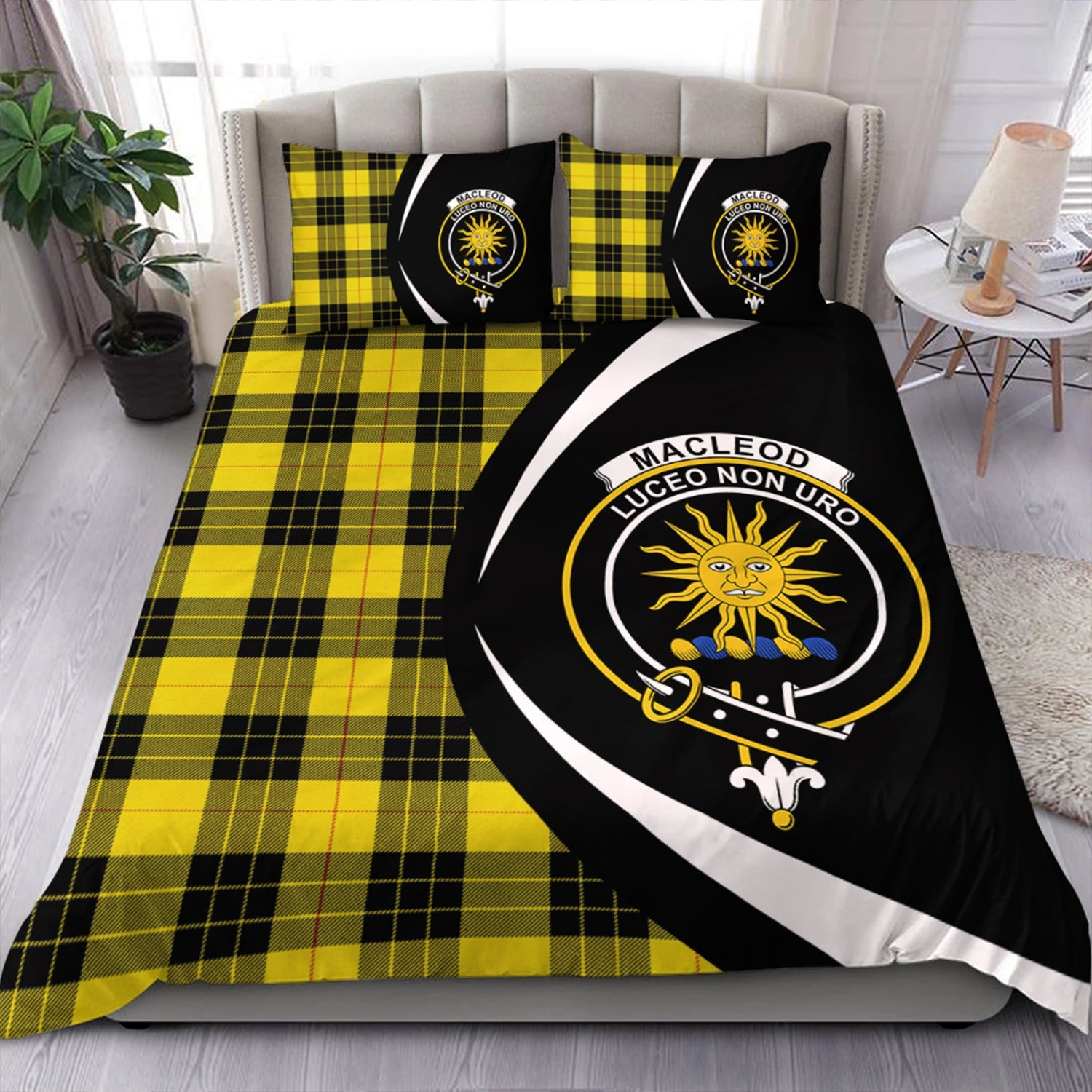 ScotsTee Shop Scottish MacLeod of Lewis Modern Clan Badge Tartan Bedding Set Circle Style