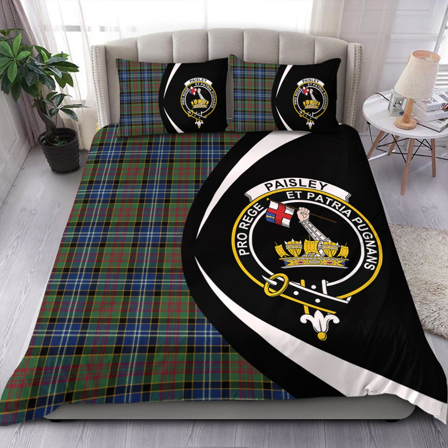 ScotsTee Shop Scottish Paisley Drennan (Drennan Drennan) Modern Clan Badge Tartan Bedding Set Circle Style