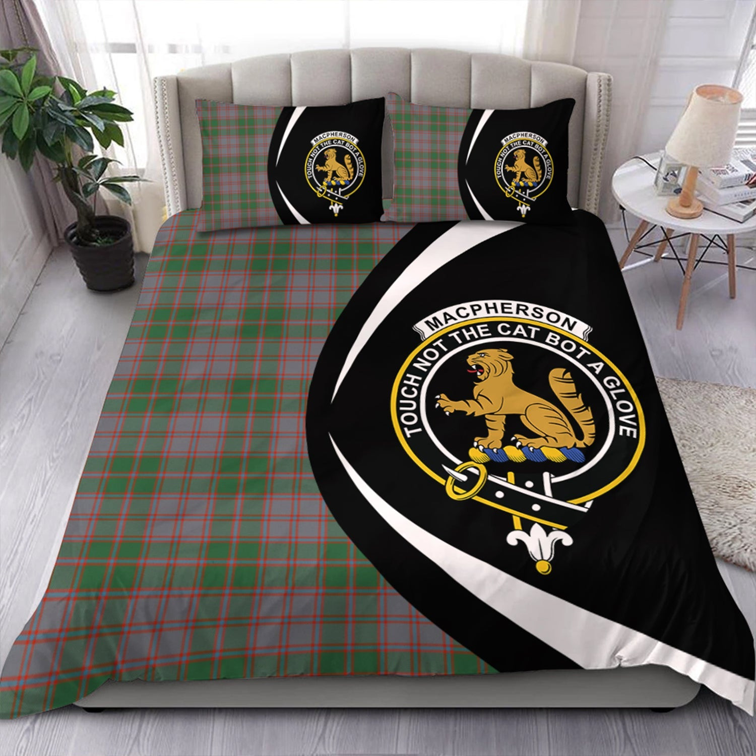 ScotsTee Shop Scottish MacPherson of Glentruim Ancient Clan Badge Tartan Bedding Set Circle Style