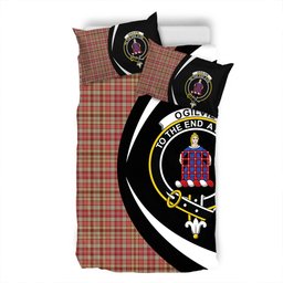 ScotsTee Shop Scottish Ogilvie of Airlie Weathered Clan Badge Tartan Bedding Set Circle Style