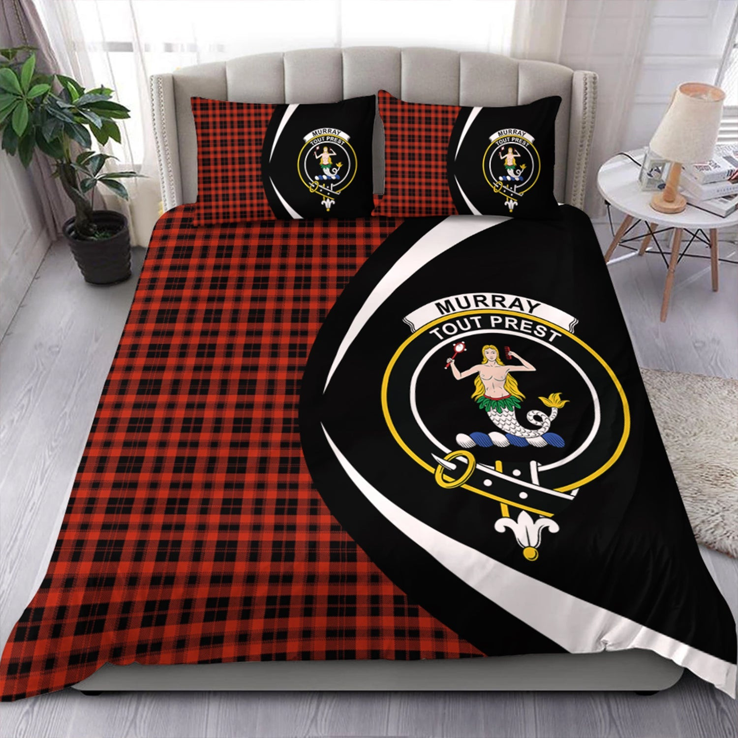 ScotsTee Shop Scottish Murray of Ochtertyre Ancient Clan Badge Tartan Bedding Set Circle Style