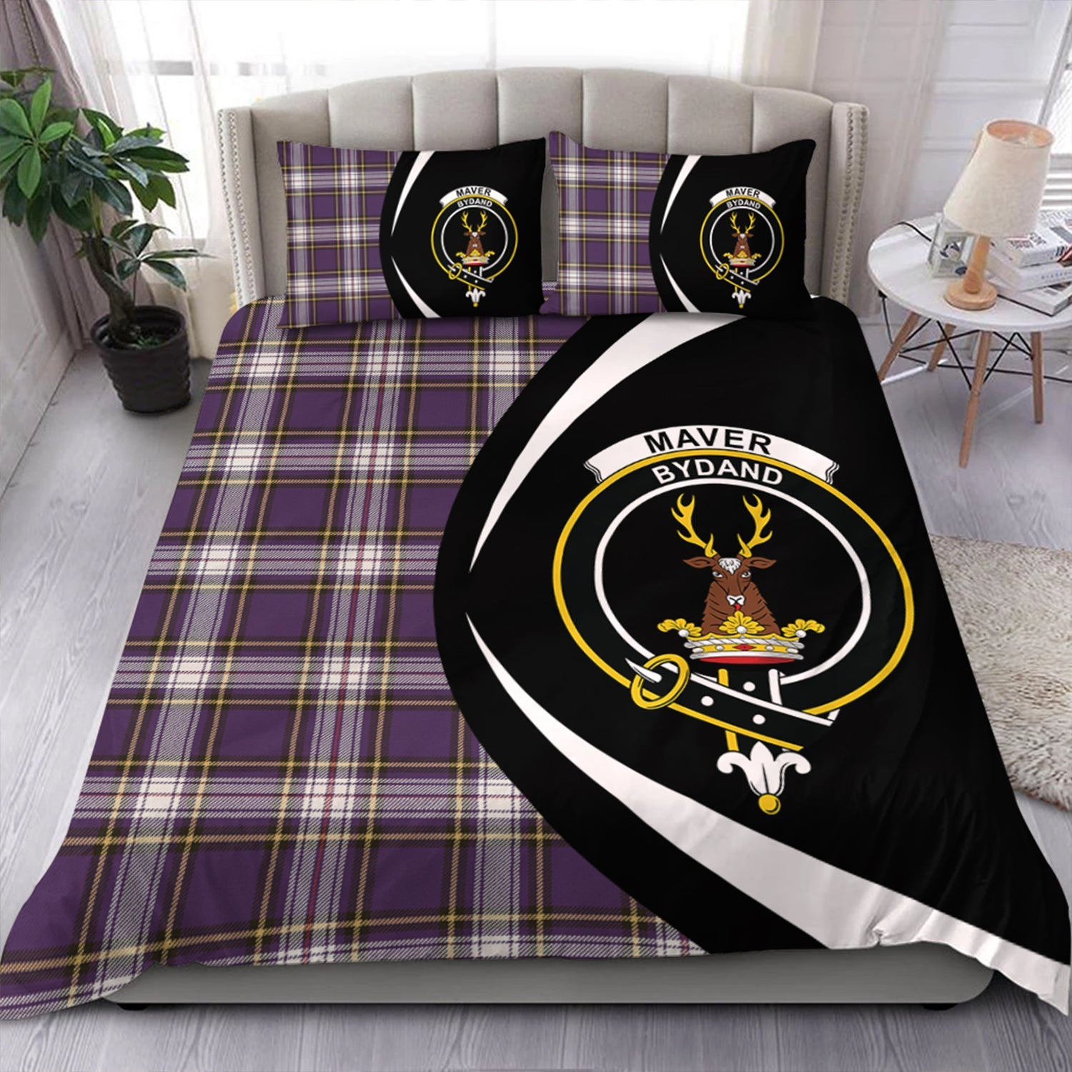ScotsTee Shop Scottish Maver Dress Weathered Clan Badge Tartan Bedding Set Circle Style