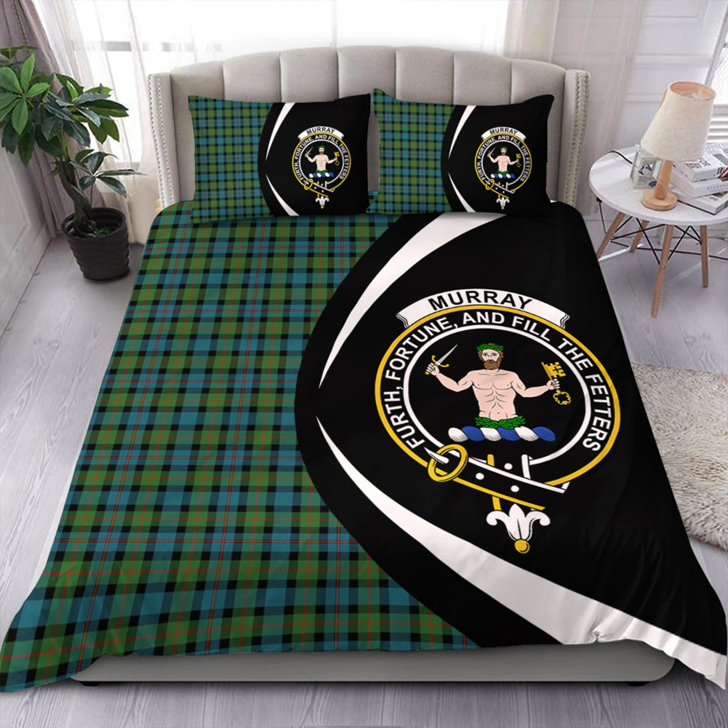 ScotsTee Shop Scottish Murray of Atholl variation (Murray of Atholl; variation) Ancient Clan Badge Tartan Bedding Set Circle Style