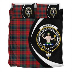 ScotsTee Shop Scottish Murray of Atholl Red Dress (Murray of Atholl; Red Dress) Modern Clan Badge Tartan Bedding Set Circle Style
