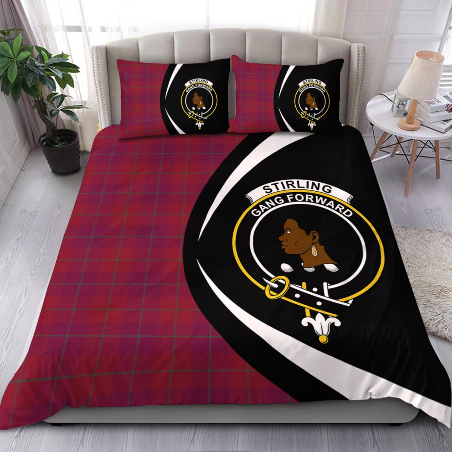 ScotsTee Shop Scottish Stirling of Keir Modern Clan Badge Tartan Bedding Set Circle Style