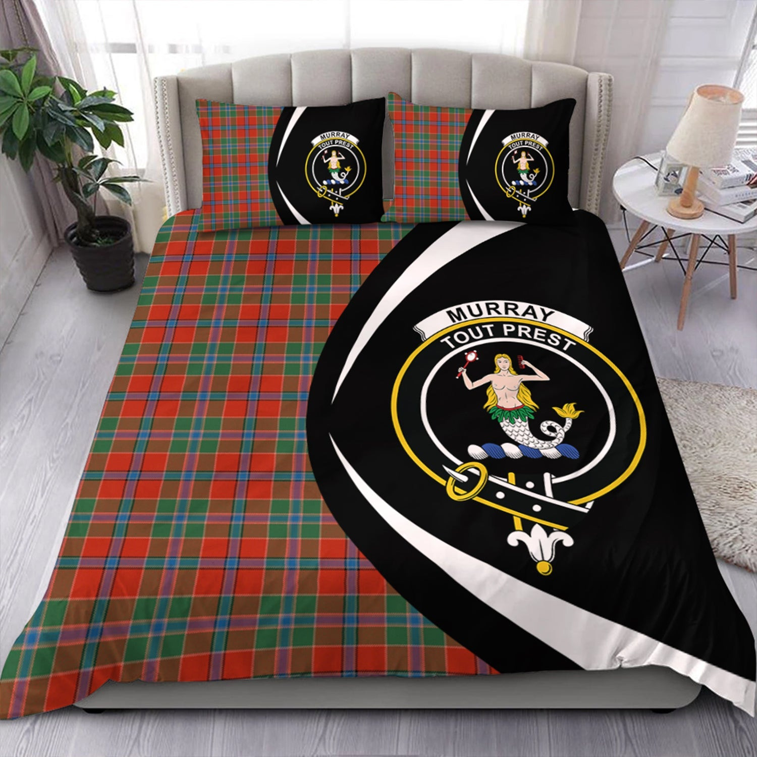 ScotsTee Shop Scottish Murray of Abercairney Ancient Clan Badge Tartan Bedding Set Circle Style