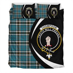 ScotsTee Shop Scottish Thomson Blue (MacThomas Blue Thompson Dress) Ancient Clan Badge Tartan Bedding Set Circle Style