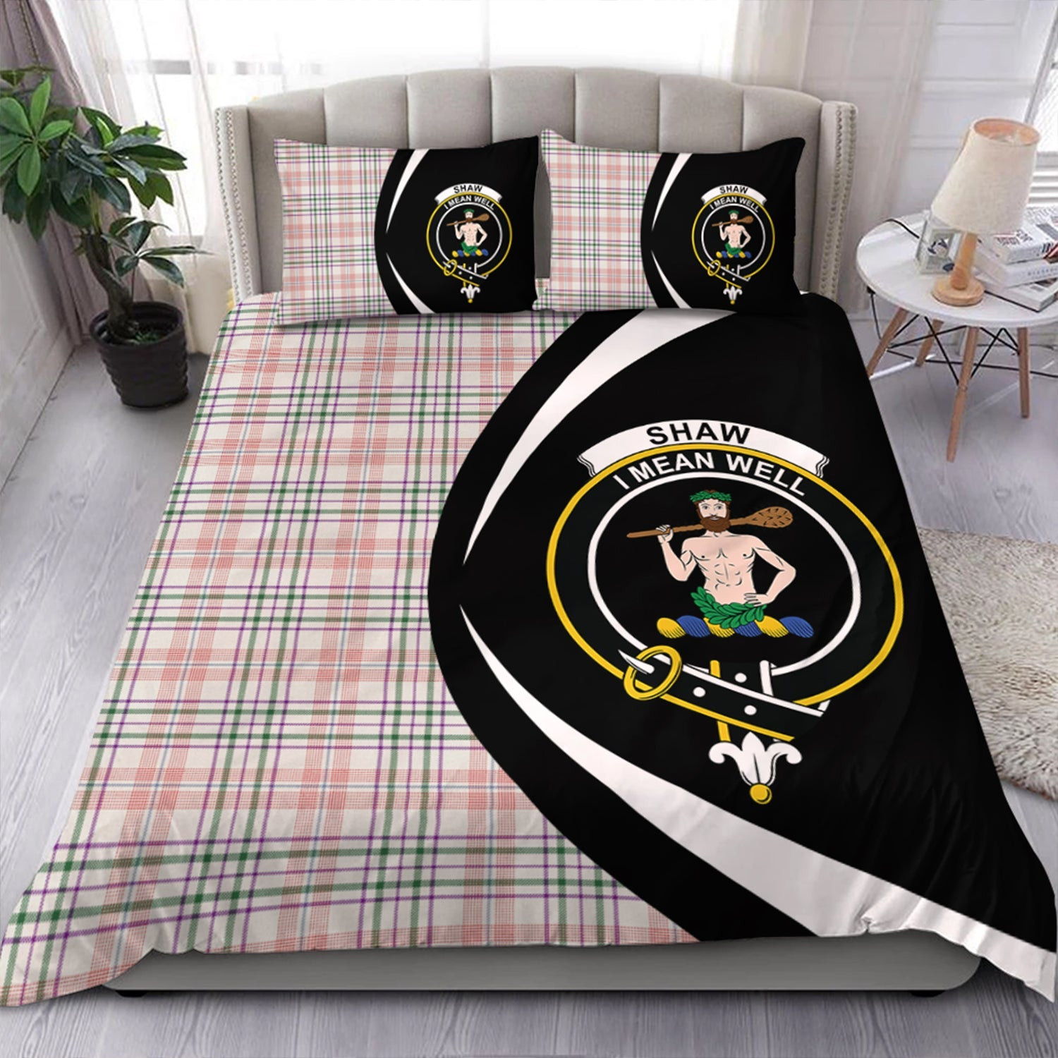 ScotsTee Shop Scottish Shaw Women's Dress Modern Clan Badge Tartan Bedding Set Circle Style