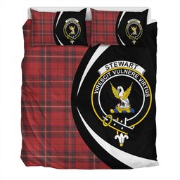 ScotsTee Shop Scottish Stewart of Rothesay Weathered Clan Badge Tartan Bedding Set Circle Style