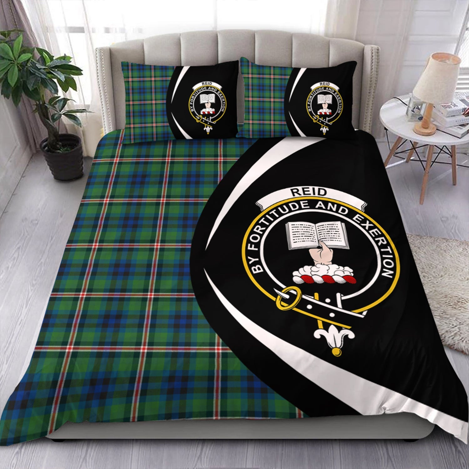 ScotsTee Shop Scottish Reid (Mill City) Modern Clan Badge Tartan Bedding Set Circle Style