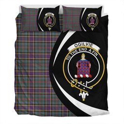ScotsTee Shop Scottish Ogilvie of Inverarity (Wilson) Weathered Clan Badge Tartan Bedding Set Circle Style
