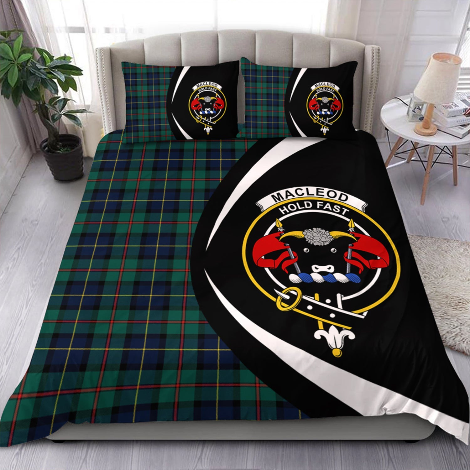 ScotsTee Shop Scottish MacLeod of Assynt Modern Clan Badge Tartan Bedding Set Circle Style