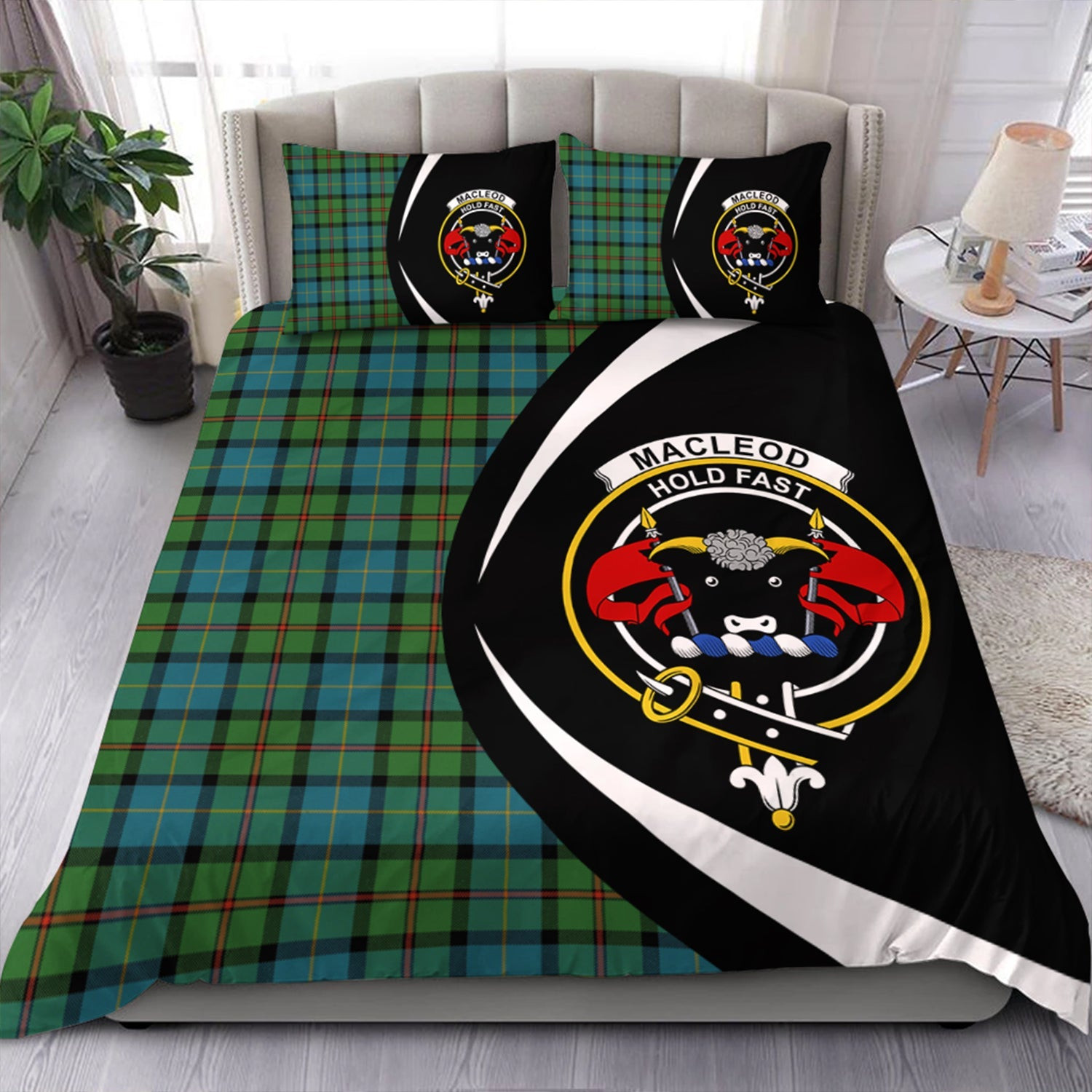 ScotsTee Shop Scottish MacLeod of Assynt Ancient Clan Badge Tartan Bedding Set Circle Style