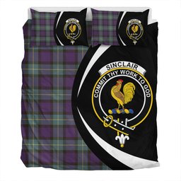 ScotsTee Shop Scottish Sinclair of Ulster Weathered Clan Badge Tartan Bedding Set Circle Style